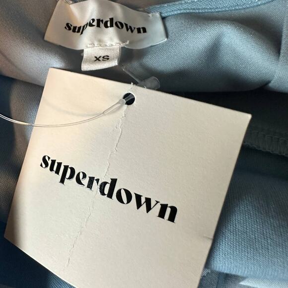 Superdown Dusty Blue One Shoulder Mini Dress XS Bodycon Club Date Revolve NEW - Picture 6 of 7